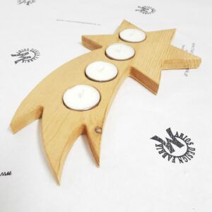 Adventkranz Tischdeko Weihnachten Design Komet aus Holz Buche oder Zirbe