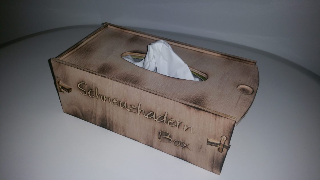 Taschentuch-Box Aufbewahrungsbox für Kosmetiktücher personalisierbar aus  Holz Buche