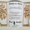 Einladung festlich Hochzeit klappbar mit Fotopapier bedruckt aus Holz Buche