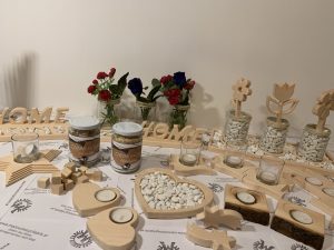 Teelichthalter Tischdeko Holzpuzzle aus Holz Buche oder Zirbe mit Teelichtglas