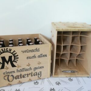 Bierkiste Bierkasten für 20 Bierflaschen stapelbar Motiv personalisiert aus Holz Buche