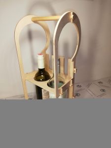 Weintragerl 2er für 2 Weinflaschen oder Spirituosen Design Schlitten aus Holz Buche