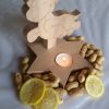 Teelichthalter Tischdeko Weihnachten Design Rentier aus Holz Buche