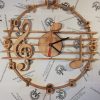 Wanduhr Motiv Musik Notenschlüssel aus Holz Buche